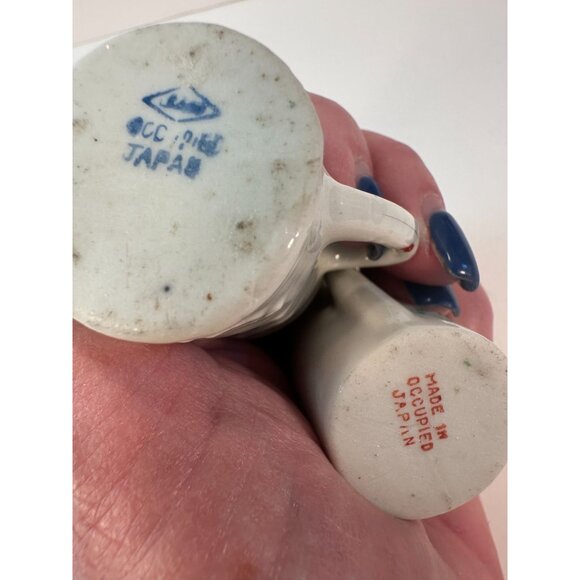 Set of 2 Miniature Japanese Porcelain watering cans from "Occupied Japan" era (1 - Picture 5 of 5
